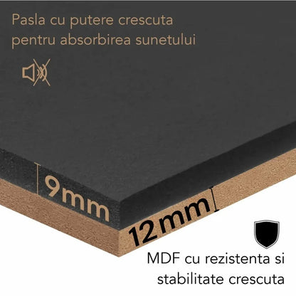 Set 5 Panouri riflaje acustice decorative, MDF si pasla, Naimeed D6775, 60x40x2.1cm, Stejar/Stejar inchis