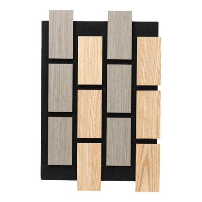 Set 5 Panouri riflaje acustice decorative, MDF si pasla, Naimeed D6774, 60x40x2.1cm, Stejar/Gri