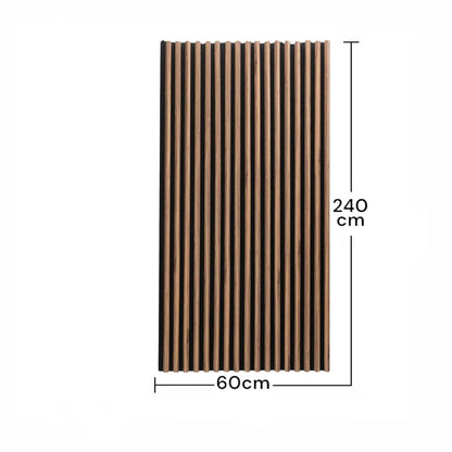 Set 4 Panouri riflaje acustice decorative, MDF si pasla, Naimeed D6781, 240x60x2.1cm, Stejar inchis
