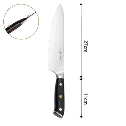 Cutit de bucatar, din otel Damascus, Naimeed D6822, damasc 67 straturi, 38 cm,  Negru