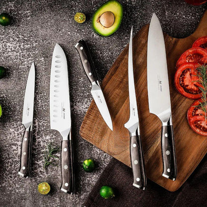 Cutit de bucatar, din otel Damascus, Naimeed D6824, damasc 67 straturi, 34 cm, Negru