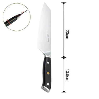 Cutit de bucatar, din otel Damascus, Naimeed D6825, damasc 67 straturi, 33.5 cm, , Negru