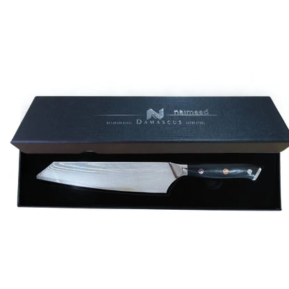 Cutit de bucatar, din otel Damascus, Naimeed D6825, damasc 67 straturi, 33.5 cm, , Negru