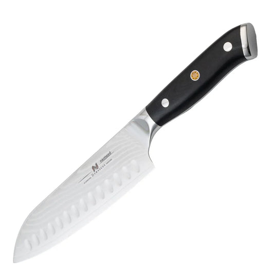 Cutit Santoku, din otel Damascus, Naimeed D6826, damasc 67 straturi, 32 cm,  Negru