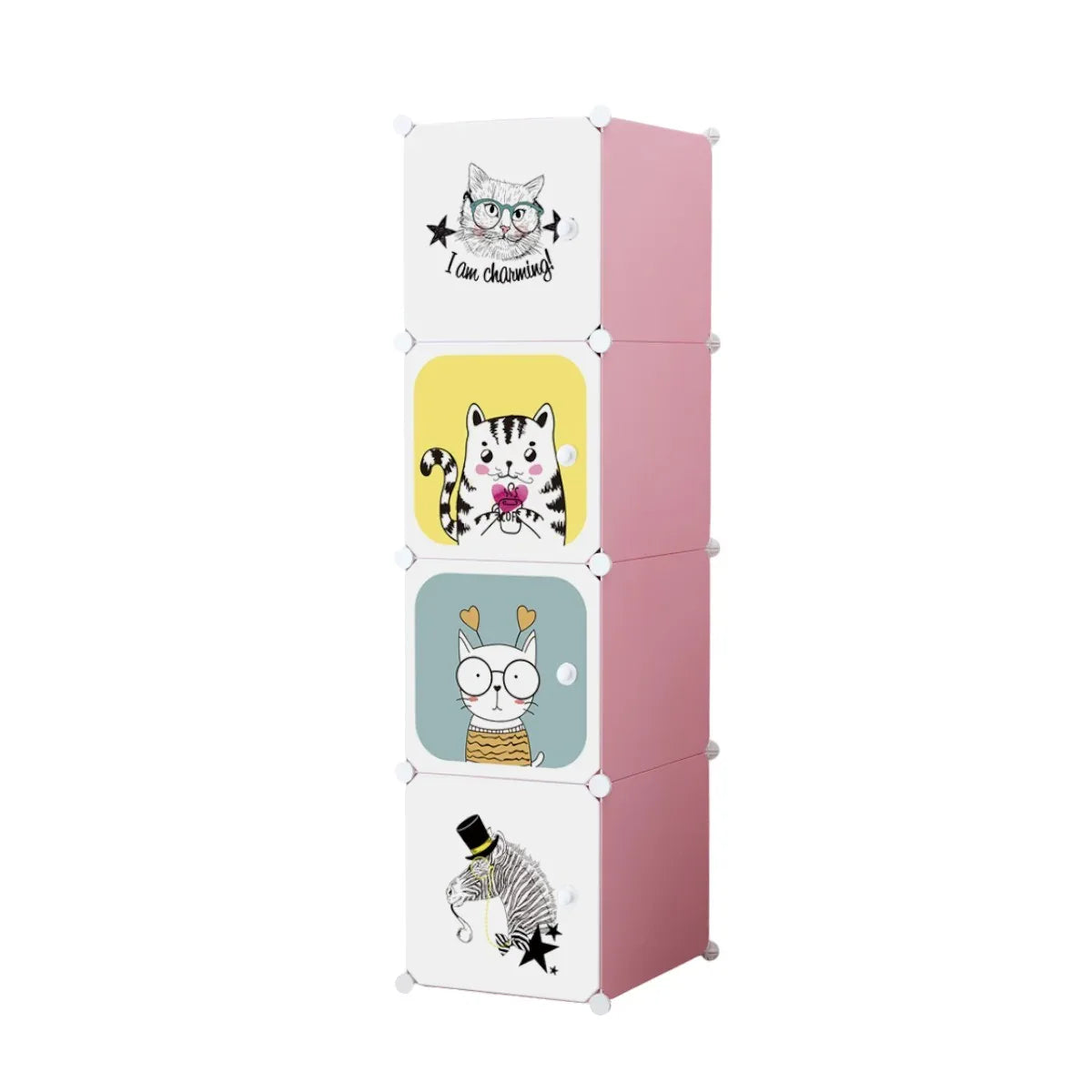 Dulap Modular Copii, 4 Usi, Naimeed D6849, 146x35x35 cm, Roz