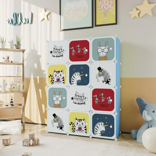 Dulap Modular Copii, 12 Usi, Naimeed D6863, 148x110x37 cm, Albastru