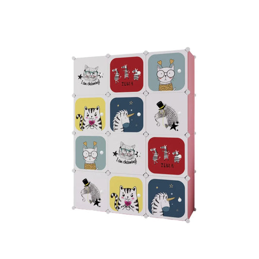 Dulap Modular Copii, 12 Usi, Naimeed D6864, 148x110x37 cm, Roz