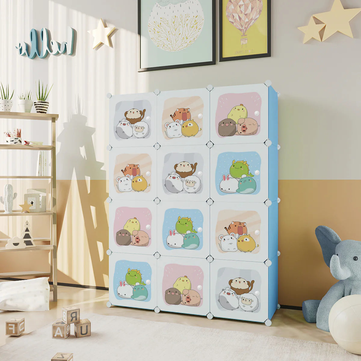 Dulap Modular Copii, 12 Usi, Naimeed D6865, 148x110x37 cm, Albastru