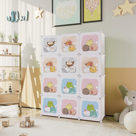 Dulap Modular Copii, 12 Usi, Naimeed D6866, 148x110x37 cm, Alb