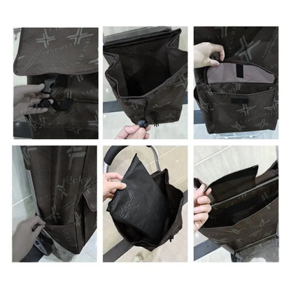 Carucior cumparaturi pliabil cu 2 roti rezistente si sac textil, detasabil cu 2 buzunare laterale, Naimeed D6873, capacitate 49L, 100x45x34cm, Negru
