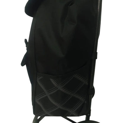 Carucior cumparaturi pliabil cu 4 roti rezistente si sac textil, detasabil cu 2 buzunare laterale, Naimeed D6874, capacitate 43.5L, 106x42x28cm, Negru