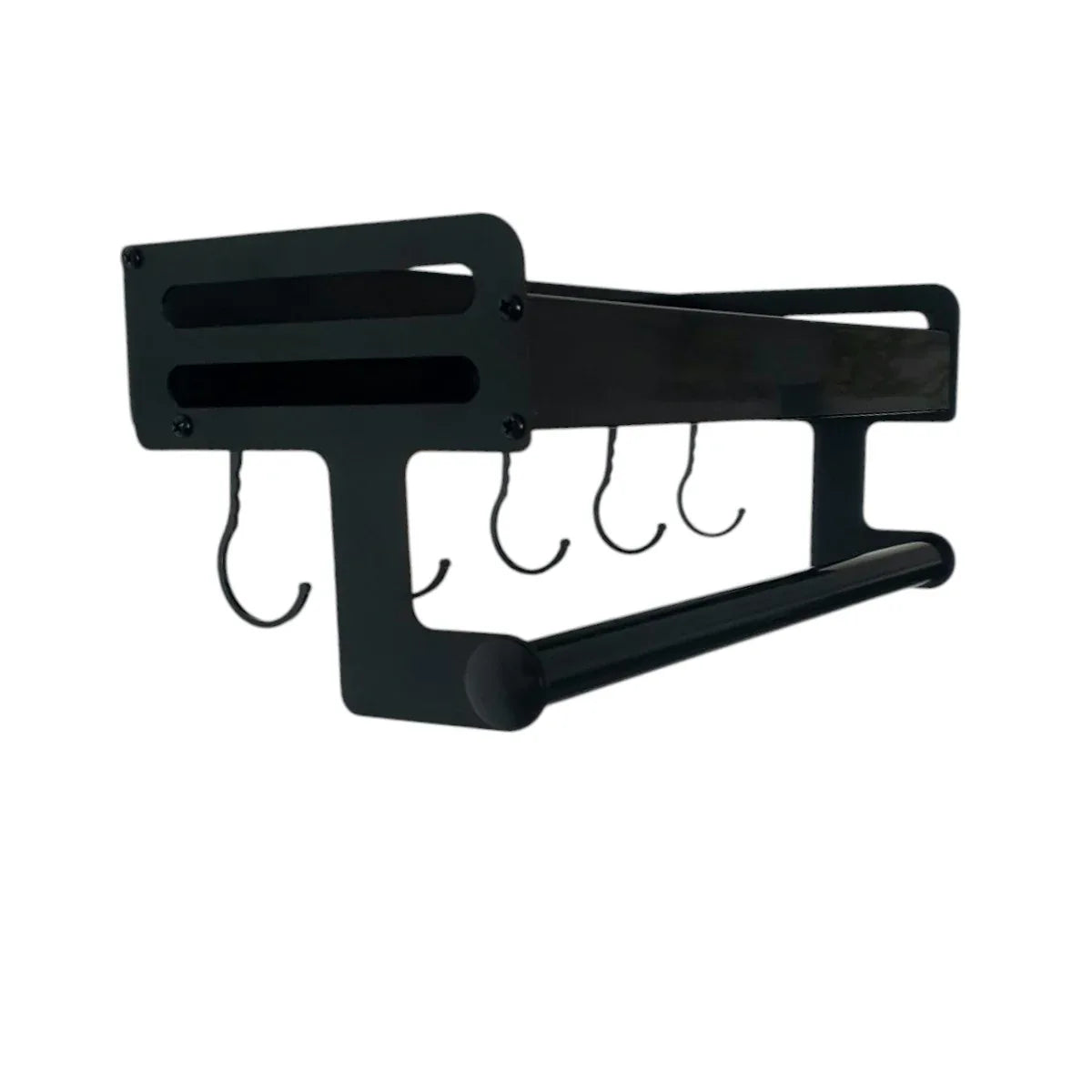Suport multifunctional cu 5 carlige si sistem de prindere versatil, Naimeed D6164, Negru