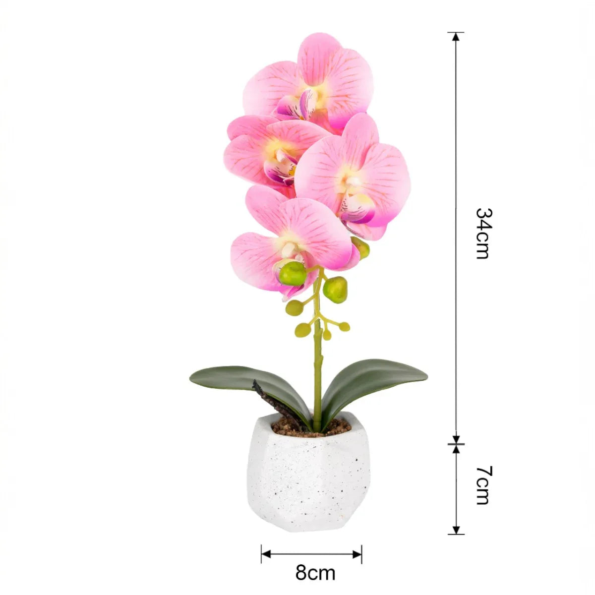 Orhidee cu aspect natural in ghiveci ceramic, 41 cm, Naimeed D6883, Roz