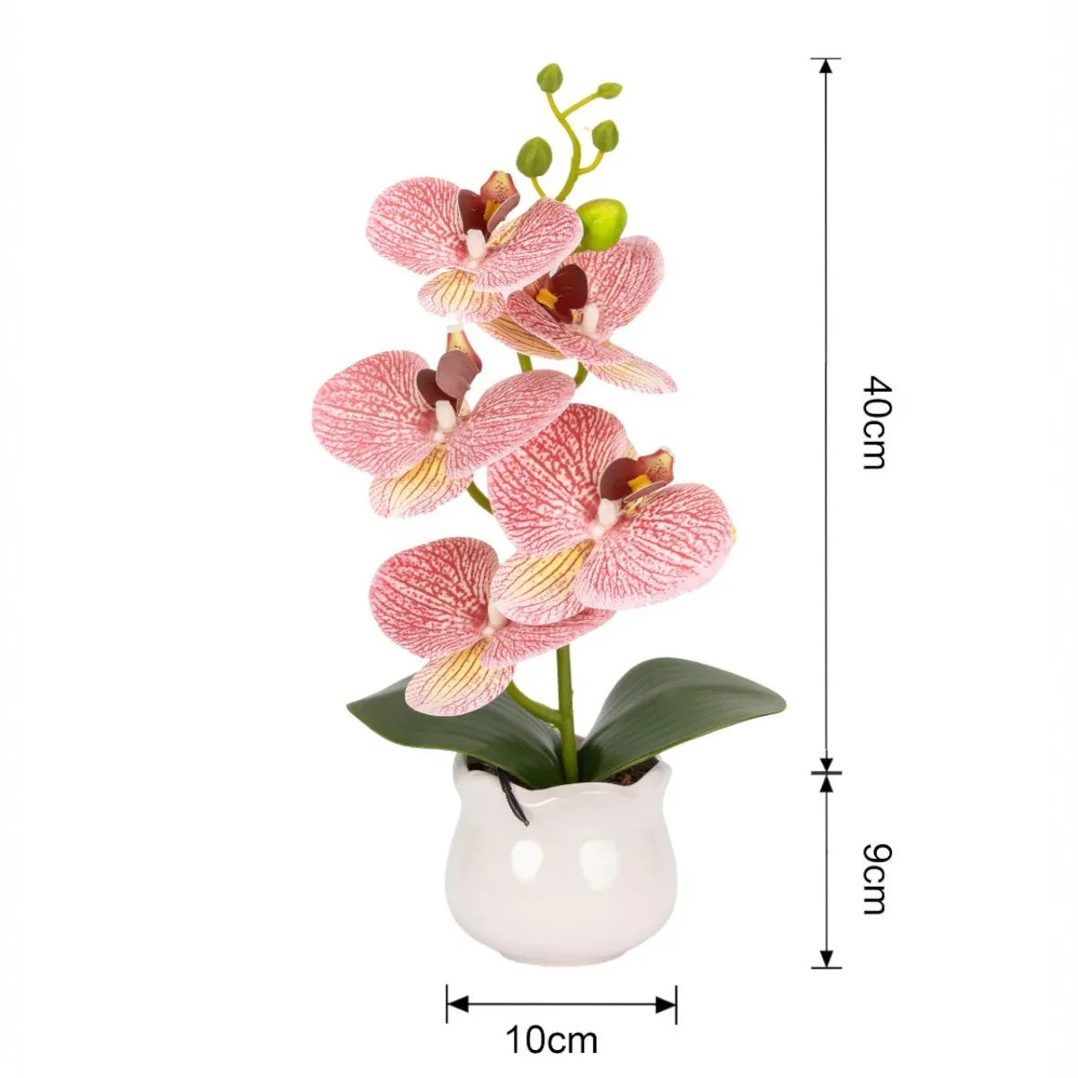 Orhidee cu aspect natural in ghiveci ceramic, 49 cm, Naimeed D6891, Roz