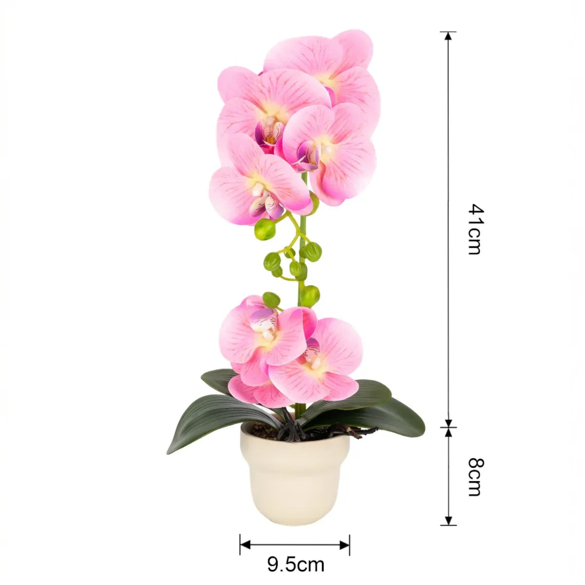 Orhidee cu aspect natural in ghiveci ceramic, 49 cm, Naimeed D6896, Roz