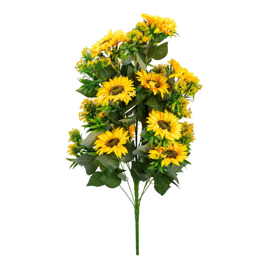 Planta decorativa artificiala, fara ghiveci, tip Floarea-soarelui, Naimeed D6956, 102 cm, Galben