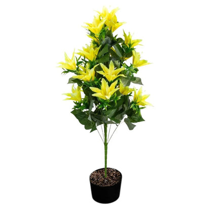 Planta decorativa artificiala, fara ghiveci, tip Crin, Naimeed D6957, 102 cm, Galben