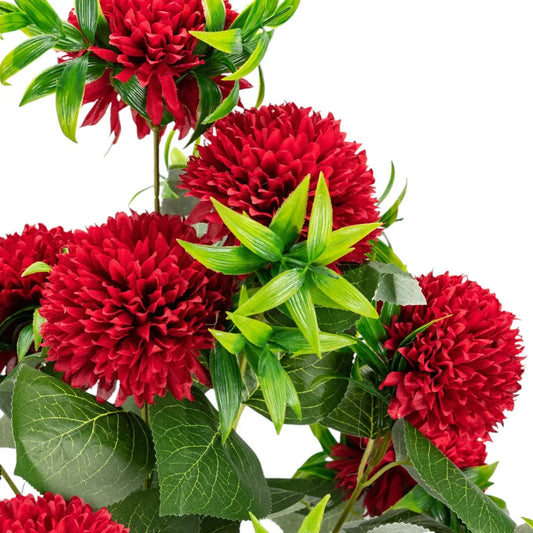 Planta decorativa artificiala, fara ghiveci, tip Crizantema, Naimeed D6961, 105 cm, Rosu