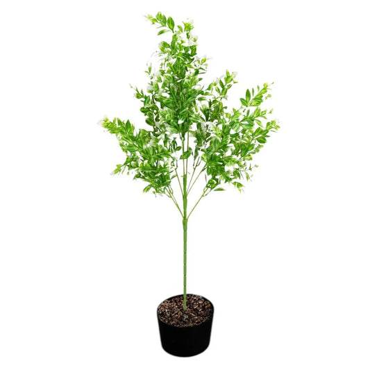Planta decorativa artificiala, fara ghiveci, tip Buxus, Naimeed D6962, 80 cm, Alb