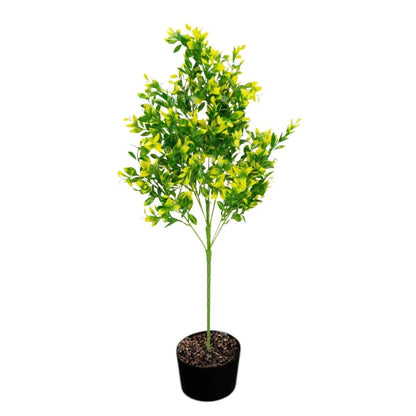 Planta decorativa artificiala, fara ghiveci, tip Buxus, Naimeed D6962, 80 cm, Galben