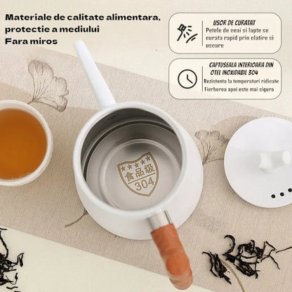Ceainic cu infuzor si capac, design elegant, otel inoxidabil/plastic, 1500ml, 16.5x13x10cm, Naimeed D6971, Negru