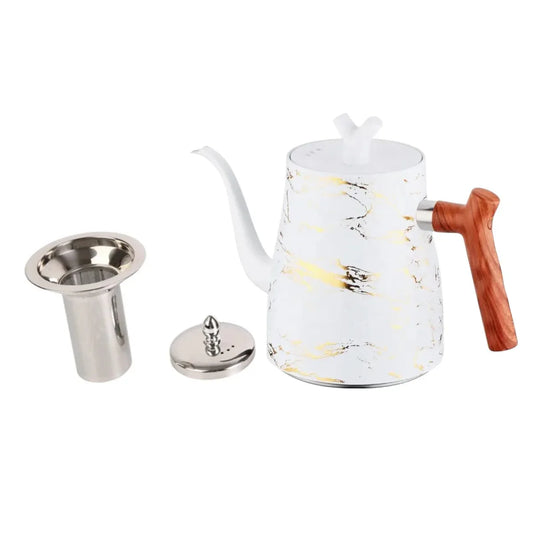 Ceainic cu infuzor si capac, design elegant, otel inoxidabil/plastic, 1500ml, 16.5x13x10cm, Naimeed D6972, Alb