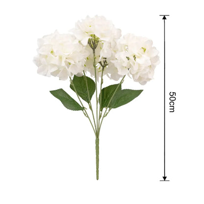 Buchet floare artificiala, Hortensie cu 5 ramuri si 6 capete, 50 cm, Naimeed D7031, Alb