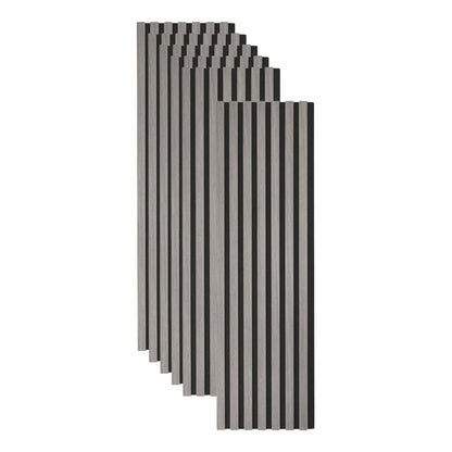 Set 6 Panouri riflaj acustic decorativ, MDF si pasla, Naimeed D7101, 270x30x1.8cm, Gri