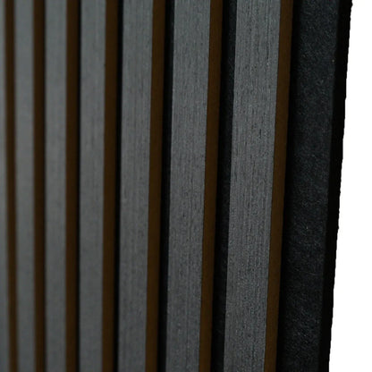 Set 6 Panouri riflaj acustic decorativ, MDF si pasla, Naimeed D7103, 270x30x1.8cm, Gri inchis