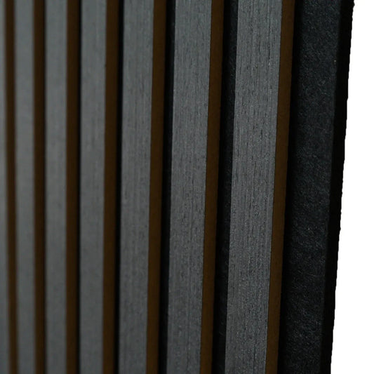 Set 6 Panouri riflaj acustic decorativ, MDF si pasla, Naimeed D7103, 270x30x1.8cm, Gri inchis