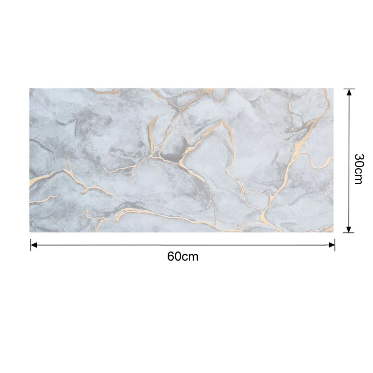 Set 6 panouri decorative autoadezive cu folie de aluminiu, efect marmura,  suprafata acoperita 1.08 m², Naimeed D7106, 60x30 cm, Gri
