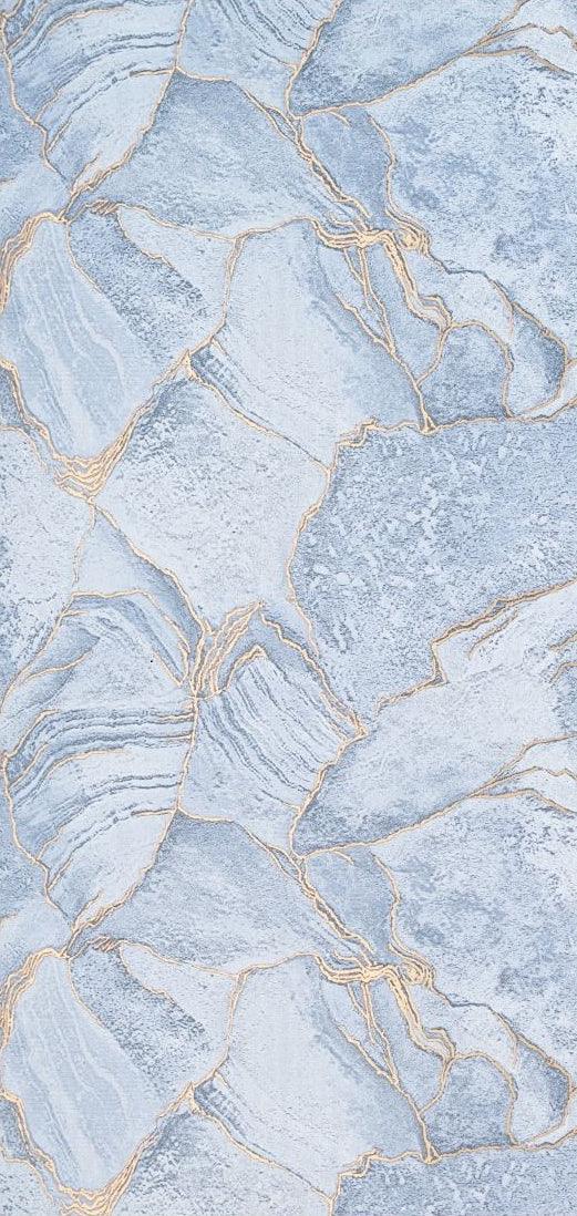 Set 6 panouri decorative autoadezive cu folie de aluminiu, efect marmura,  suprafata acoperita 1.08 m², Naimeed D7112, 60x30 cm, Albastru