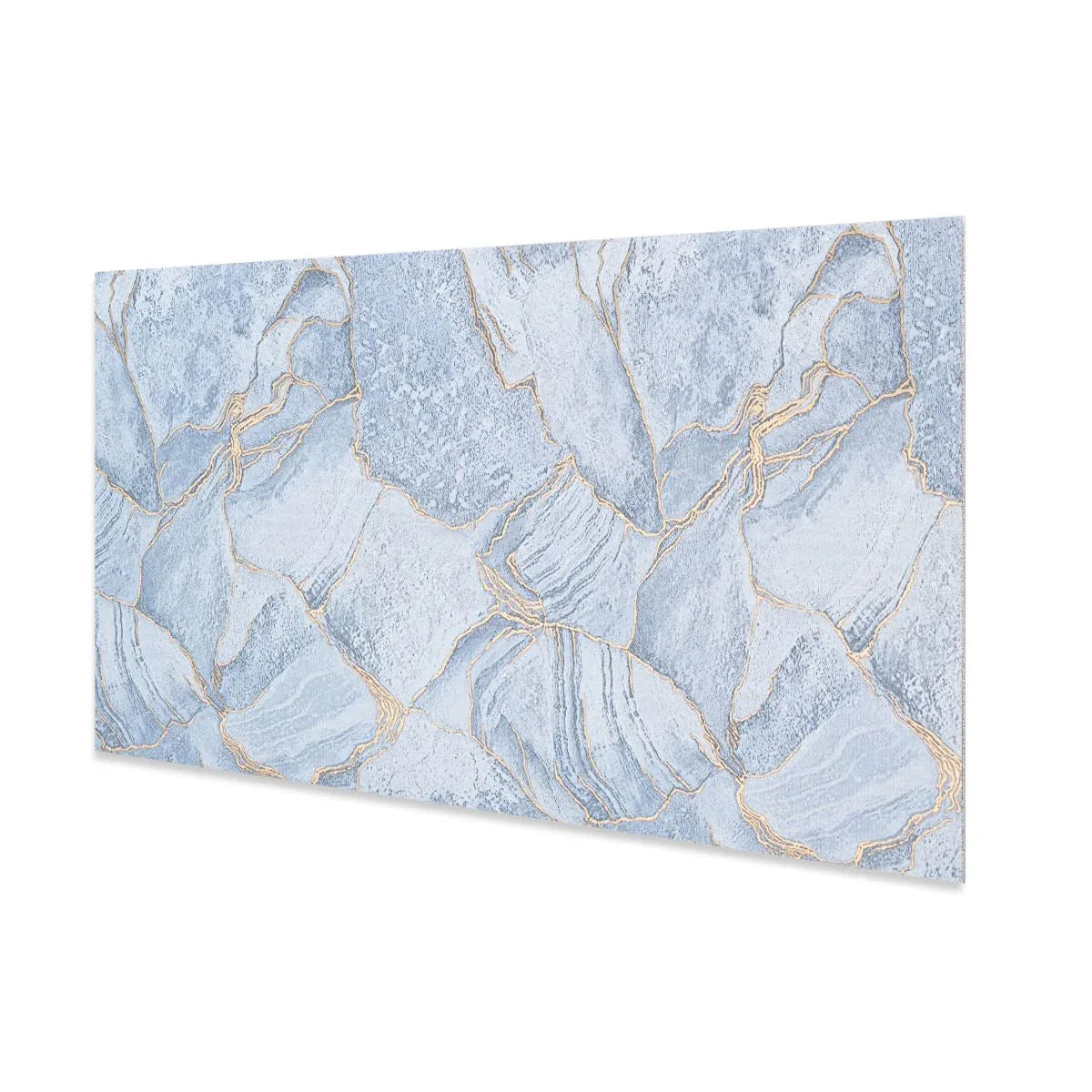 Set 6 panouri decorative autoadezive cu folie de aluminiu, efect marmura,  suprafata acoperita 1.08 m², Naimeed D7112, 60x30 cm, Albastru