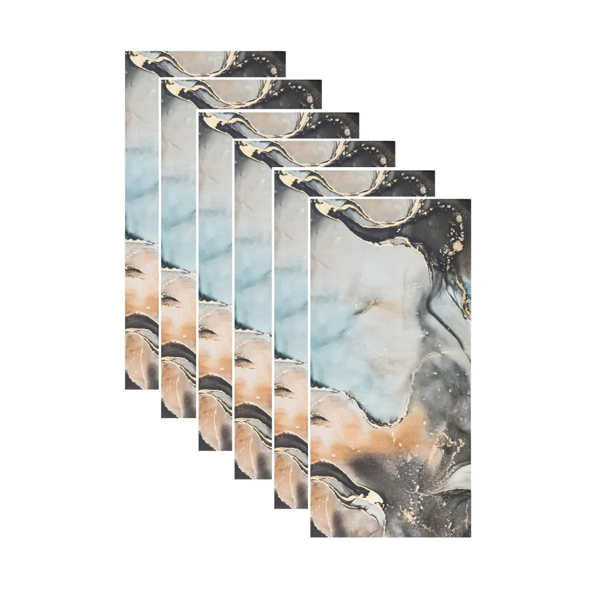 Set 6 panouri decorative autoadezive cu folie de aluminiu, efect marmura,  suprafata acoperita 1.08 m², Naimeed D7116, 60x30 cm, Multicolor
