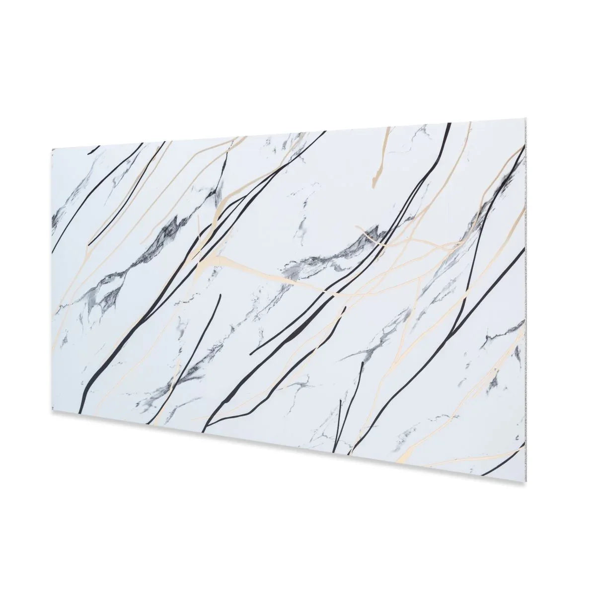 Set 6 panouri decorative autoadezive cu folie de aluminiu, efect marmura,  suprafata acoperita 1.08 m², Naimeed D7123, 60x30 cm, Gri deschis