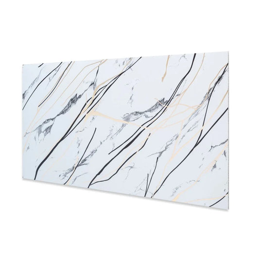 Set 6 panouri decorative autoadezive cu folie de aluminiu, efect marmura,  suprafata acoperita 1.08 m², Naimeed D7123, 60x30 cm, Gri deschis