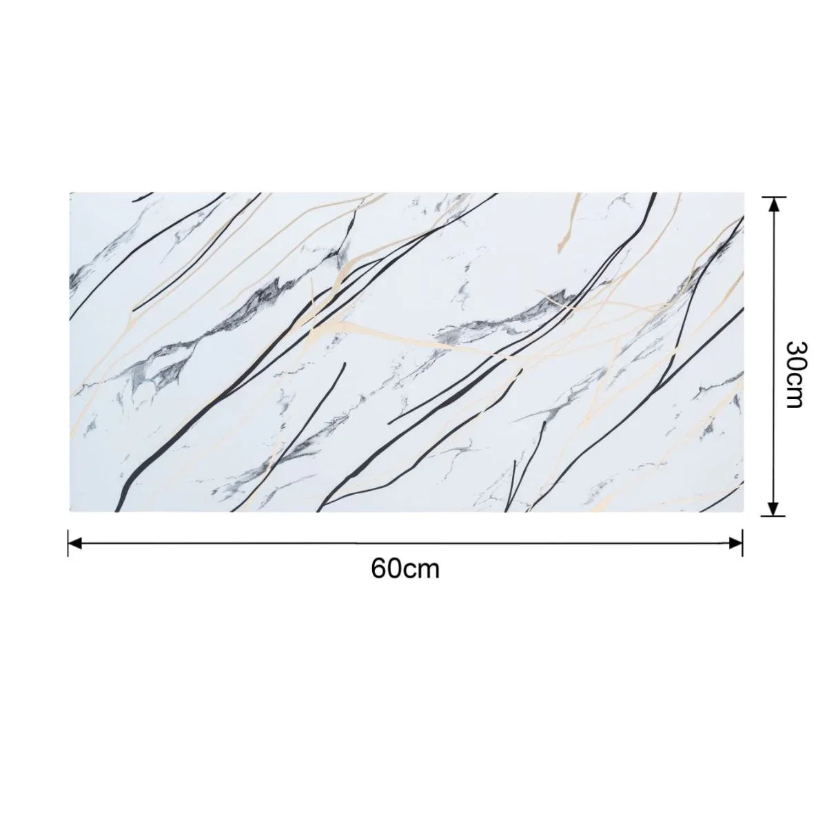 Set 6 panouri decorative autoadezive cu folie de aluminiu, efect marmura,  suprafata acoperita 1.08 m², Naimeed D7123, 60x30 cm, Gri deschis