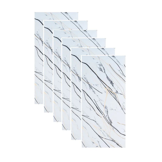 Set 6 panouri decorative autoadezive cu folie de aluminiu, efect marmura,  suprafata acoperita 1.08 m², Naimeed D7123, 60x30 cm, Gri deschis