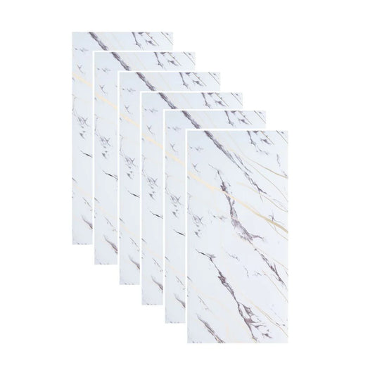 Set 6 panouri decorative autoadezive cu folie de aluminiu, efect marmura,  suprafata acoperita 1.08 m², Naimeed D7124, 60x30 cm, Alb