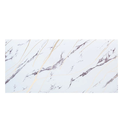 Set 6 panouri decorative autoadezive cu folie de aluminiu, efect marmura,  suprafata acoperita 1.08 m², Naimeed D7124, 60x30 cm, Alb