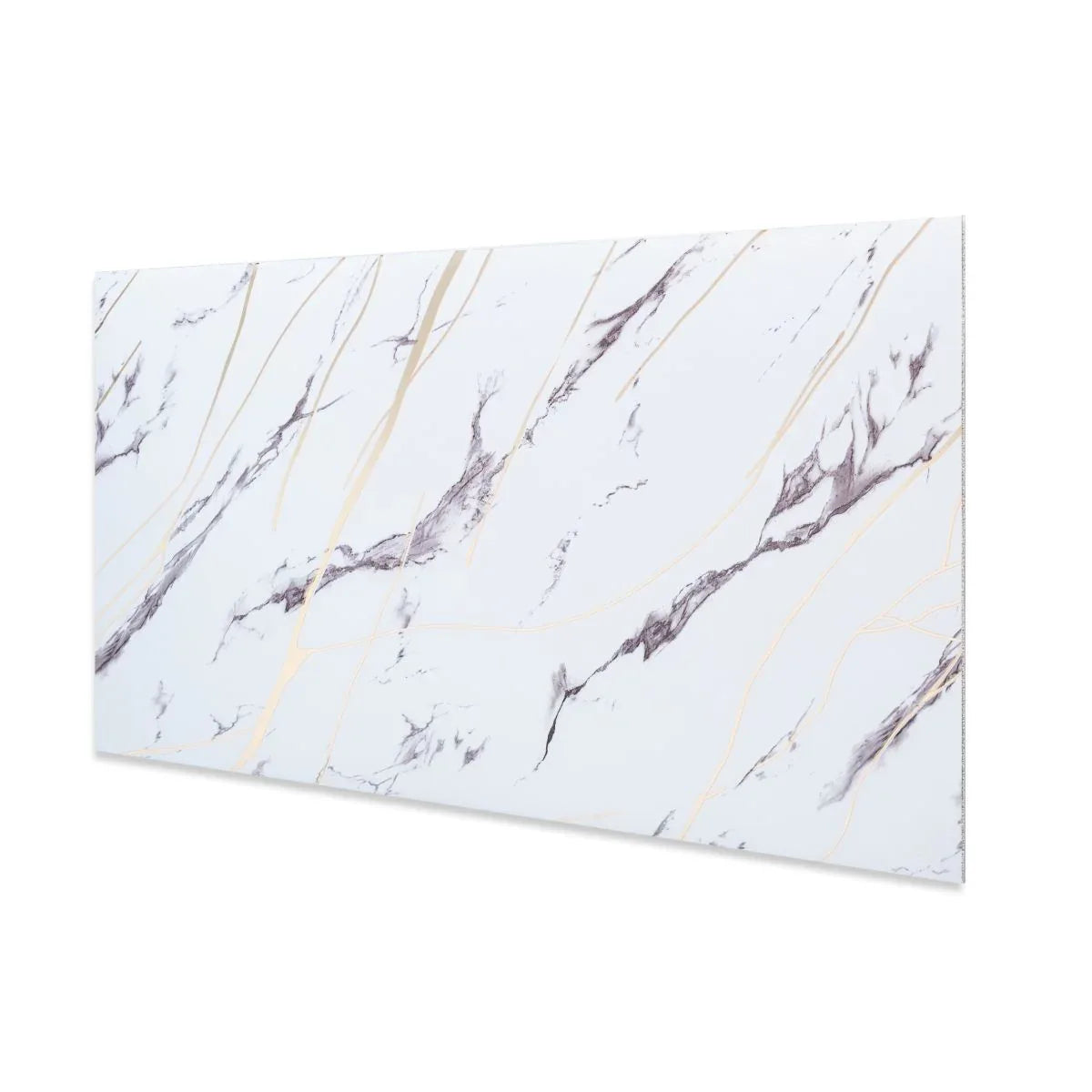 Set 6 panouri decorative autoadezive cu folie de aluminiu, efect marmura,  suprafata acoperita 1.08 m², Naimeed D7124, 60x30 cm, Alb