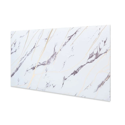 Set 6 panouri decorative autoadezive cu folie de aluminiu, efect marmura,  suprafata acoperita 1.08 m², Naimeed D7124, 60x30 cm, Alb