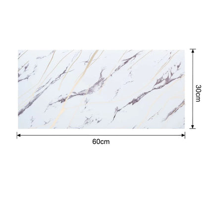 Set 6 panouri decorative autoadezive cu folie de aluminiu, efect marmura,  suprafata acoperita 1.08 m², Naimeed D7124, 60x30 cm, Alb
