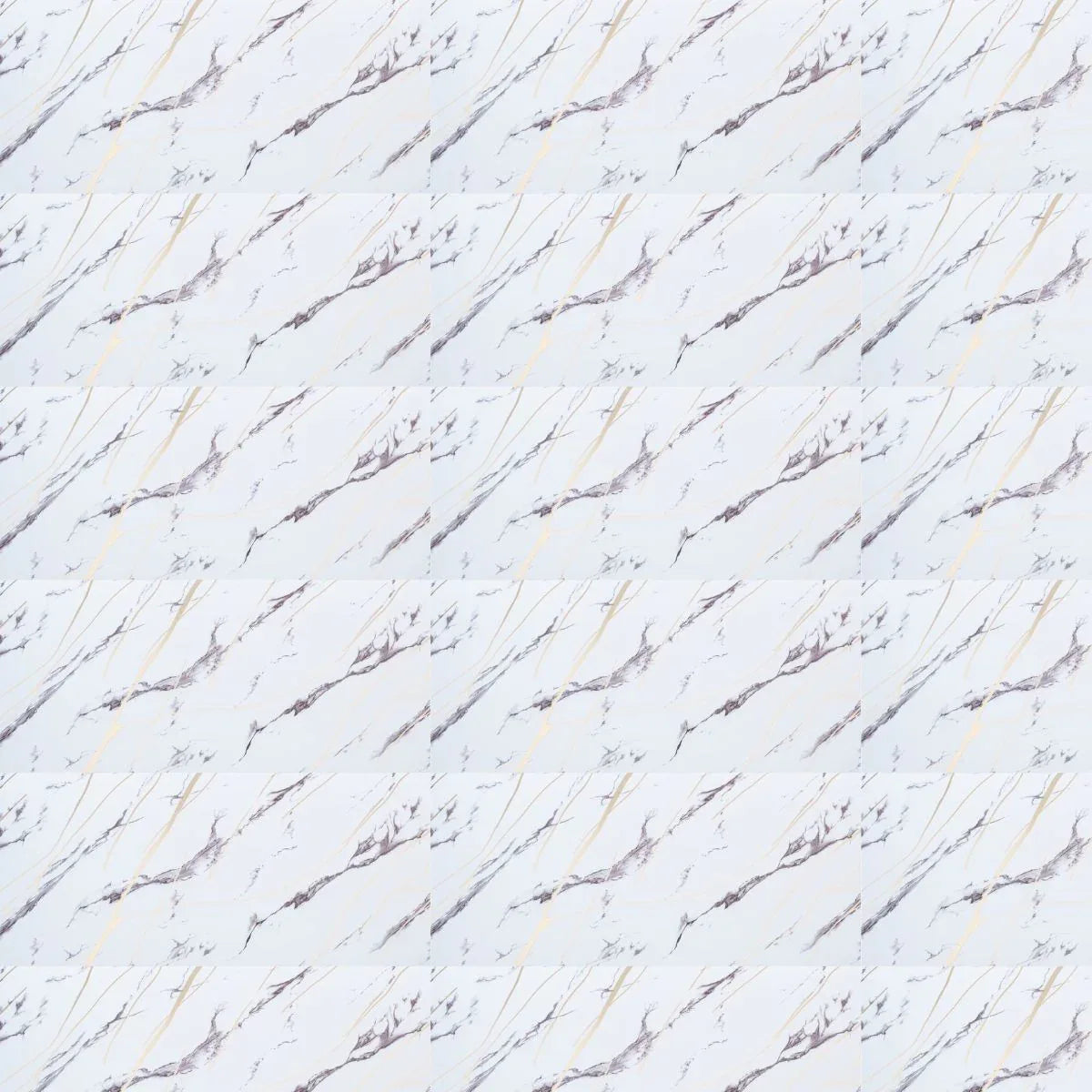 Set 6 panouri decorative autoadezive cu folie de aluminiu, efect marmura,  suprafata acoperita 1.08 m², Naimeed D7124, 60x30 cm, Alb