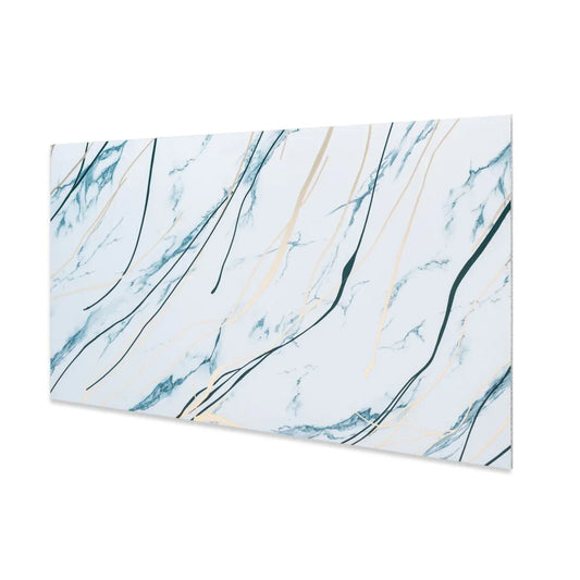 Set 6 panouri decorative autoadezive cu folie de aluminiu, efect marmura,  suprafata acoperita 1.08 m², Naimeed D7125, 60x30 cm, Alb/Albastru