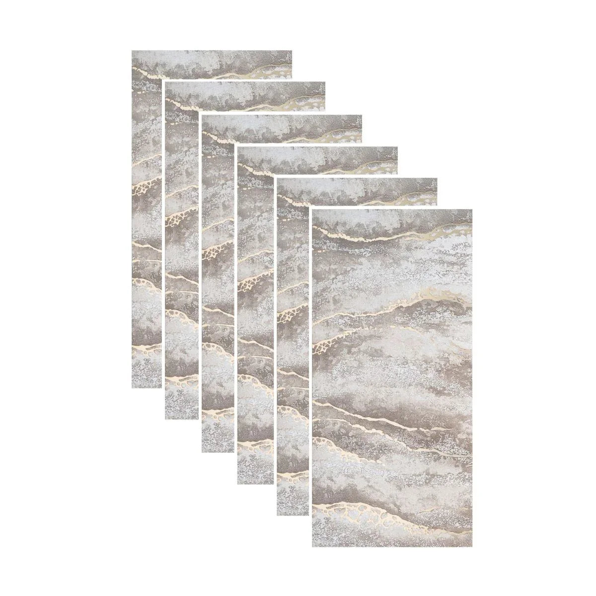 Set 6 panouri decorative autoadezive cu folie de aluminiu, efect marmura,  suprafata acoperita 1.08 m², Naimeed D7128, 60x30 cm, Maro deschis