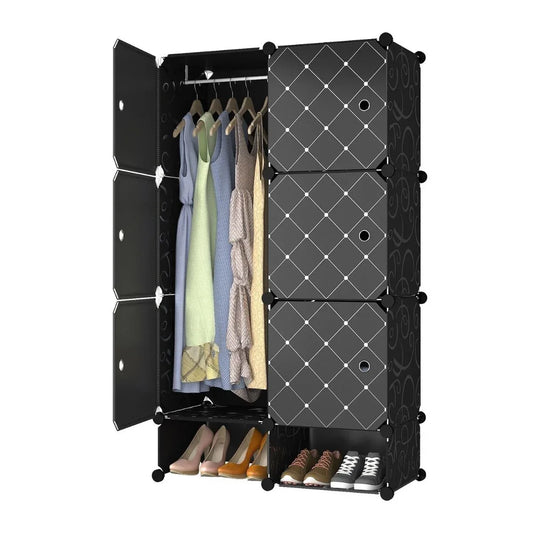 Dulap Modular, 6 Usi, Naimeed D7133, 127x75x37cm, Negru