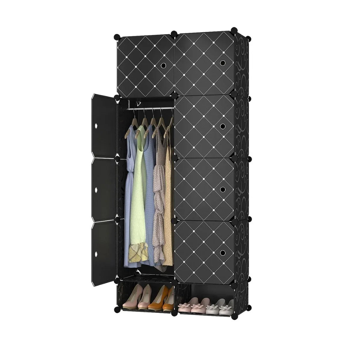 Dulap Modular, 8 Usi, D7134, Negru