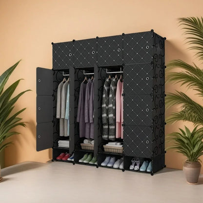 Dulap Modular, 16 Usi, Naimeed D7135, 162x145x37cm, Negru
