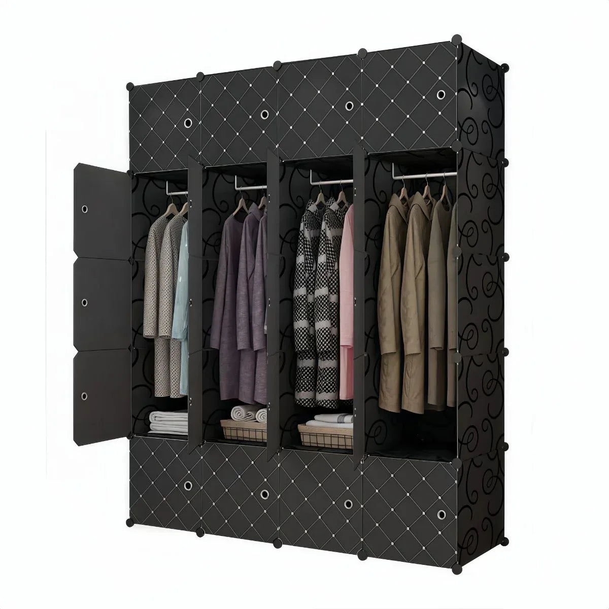 Dulap Modular, 20 Usi, Naimeed D7136, 180x145x37cm, Negru